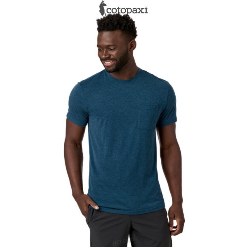 Cotopaxi Paseo Travel Pocket T-Shirt Indigo | ZZ60-M1-CN