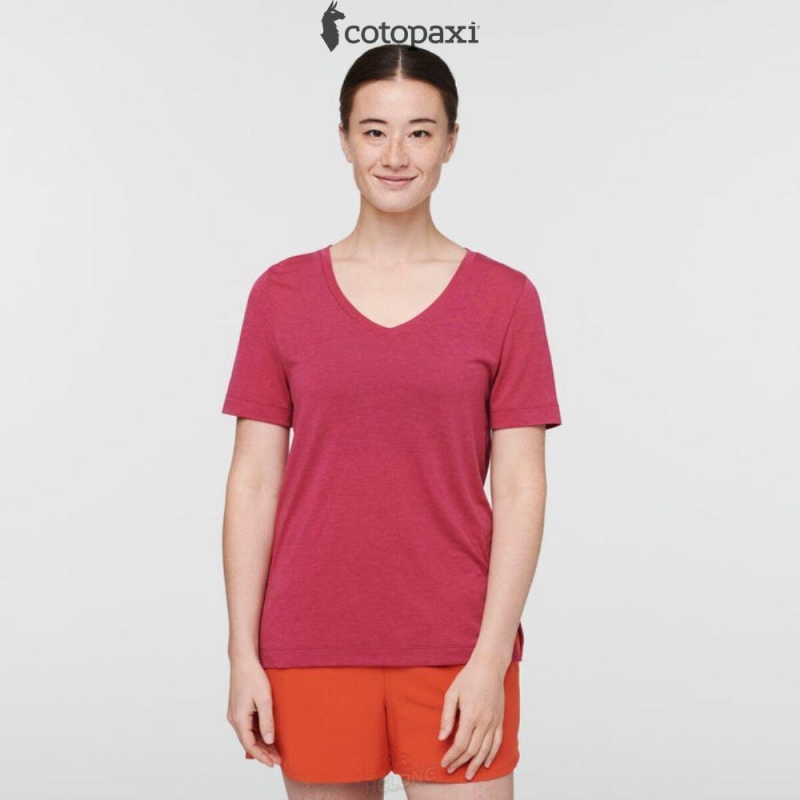 Cotopaxi Paseo Travel T-Shirt Raspberry | ZV72-D3-GI