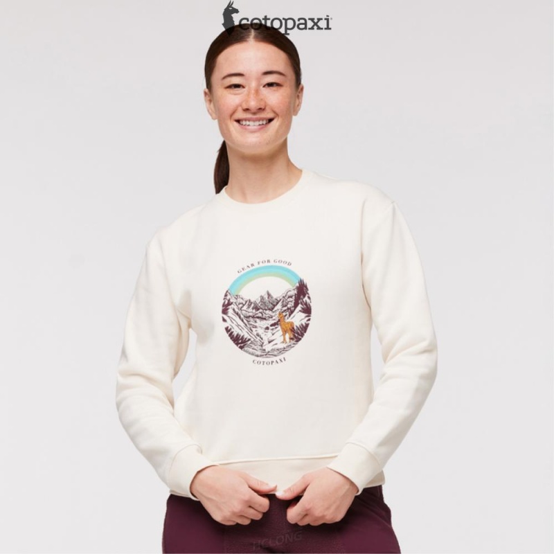 Cotopaxi Traveling Llama Crew Sweatshirt Bone | CC53-D7-UU